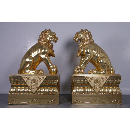 Foo Dog Male On Base Chinese Lion Statue - LM Treasures 