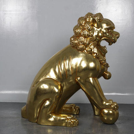 Foo Dog Male On Base Chinese Lion Statue - LM Treasures 