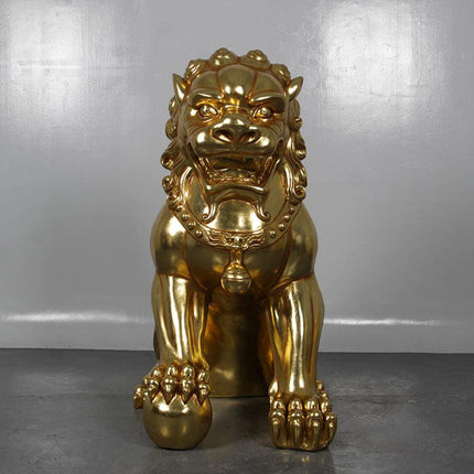 Foo Dog Male On Base Chinese Lion Statue - LM Treasures 