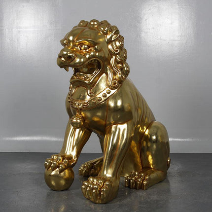 Foo Dog Male On Base Chinese Lion Statue - LM Treasures 