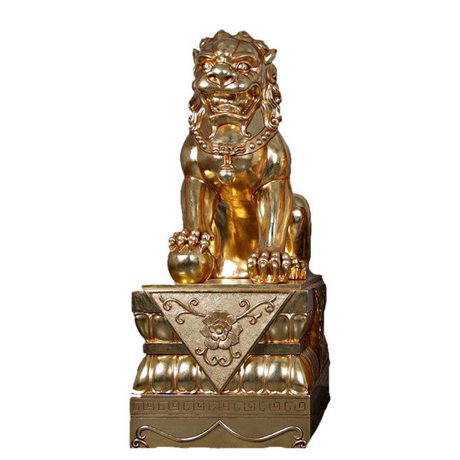 Foo Dog Male On Base Chinese Lion Statue - LM Treasures 