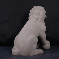 Stone Foo Dog Male On Base Chinese Lion Statue - LM Treasures 