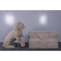 Stone Foo Dog Plinth Chinese Lion Base Statue - LM Treasures 