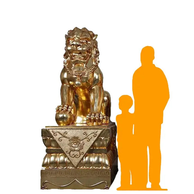 Foo Dog Male On Base Chinese Lion Statue LM Treasures - H