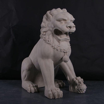 Stone Foo Dog Female Chinese Lion Statue - LM Treasures 