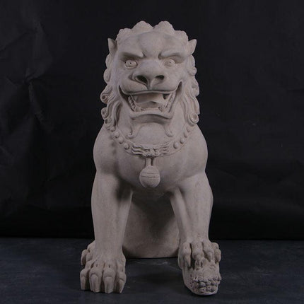Stone Foo Dog Female On Base Chinese Lion Statue - LM Treasures 