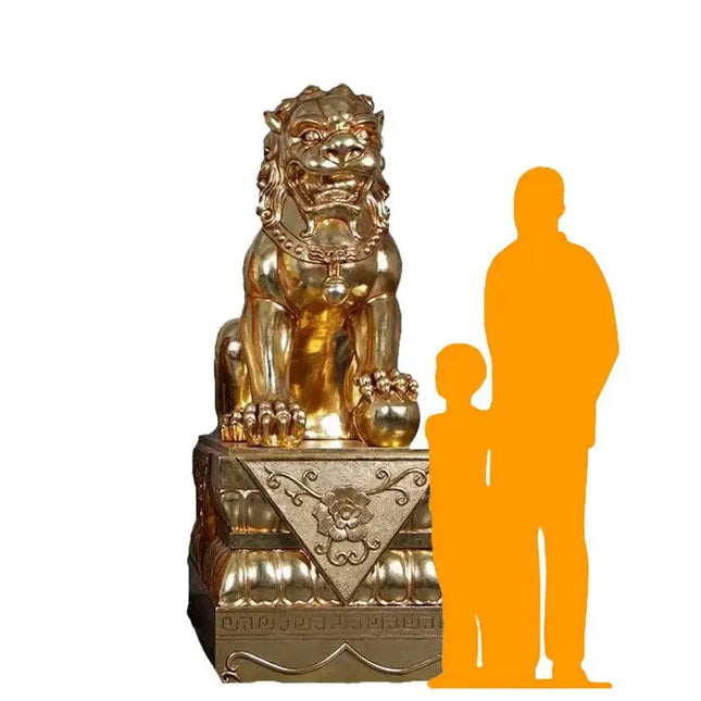 Foo Dog Female On Base Chinese Lion Statue LM Treasures - H