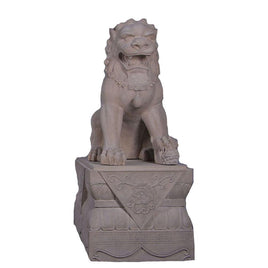 Stone Foo Dog Female On Base Chinese Lion Statue - LM Treasures 