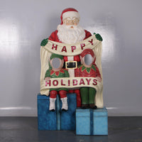 Santa Claus Happy Holidays Photo Op Life Size Statue - LM Treasures 