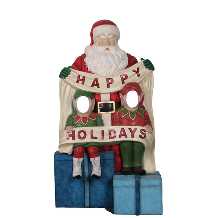 Santa Claus Happy Holidays Photo Op Life Size Statue - LM Treasures 