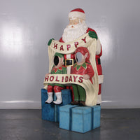Santa Happy Holidays Photo Op Life Size Statue - LM Treasures 