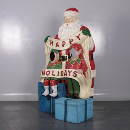 Santa Claus Happy Holidays Photo Op Life Size Statue - LM Treasures 