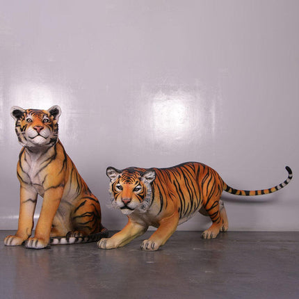 Sitting Sumatran Tiger Life Size Statue