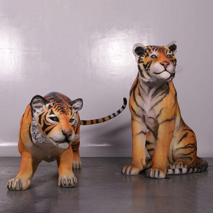 Sitting Sumatran Tiger Life Size Statue