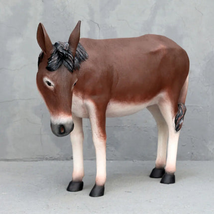 Brown Donkey Burro Life Size Statue