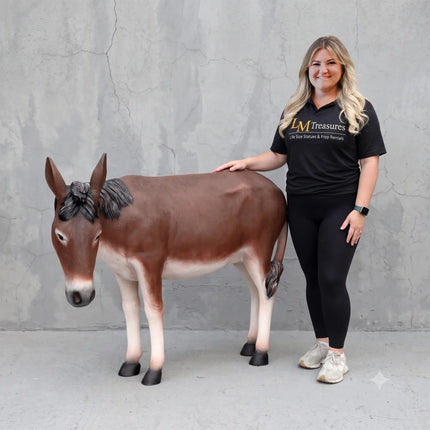 Brown Donkey Burro Life Size Statue