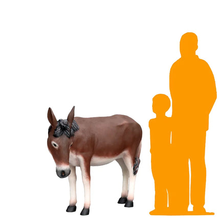 Brown Donkey Burro Life Size Statue