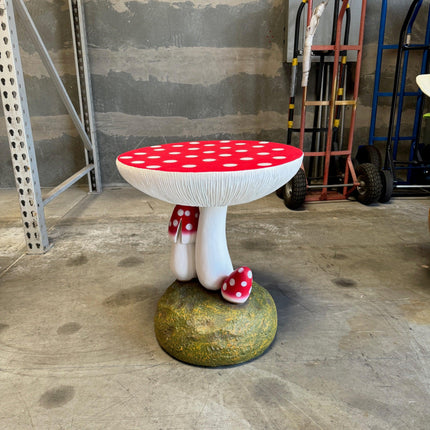 Red Mushroom Side Table Over Sized Statue