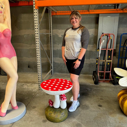 Red Mushroom Side Table Over Sized Statue