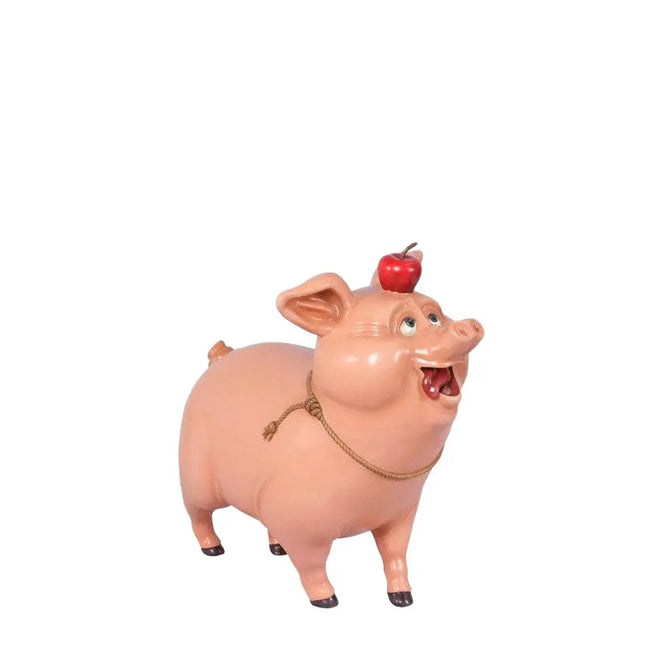 Comic Pig With Apple Life Size Statue LM Treasures - T