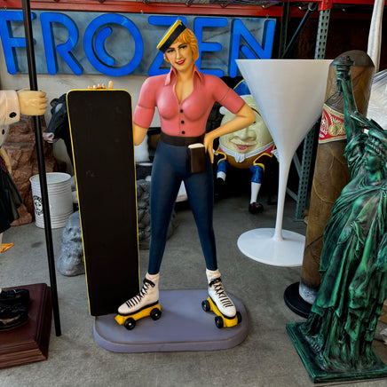 Car Hop Waitress With Menu Life Size Statue - LM Treasures 
