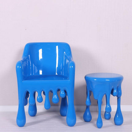 Blue Melting Side Table Dripping Statue