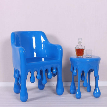 Blue Melting Side Table Dripping Statue