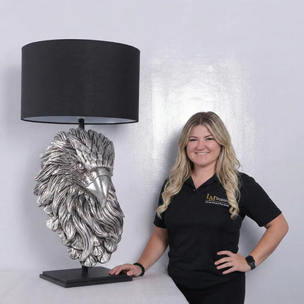 Silver Eagle Head Table Top Lamp Statue LM Treasures - H