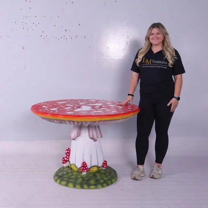 Medium Red Mushroom Table Statue