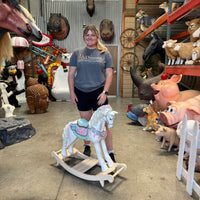 Blue Romantic Rocking Horse Statue