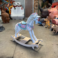 Blue Romantic Rocking Horse Statue