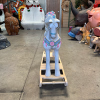 Blue Romantic Rocking Horse Statue