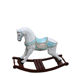 Blue Romantic Rocking Horse Statue