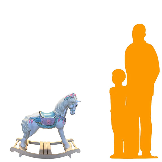 Blue Romantic Rocking Horse Statue LM Treasures - H