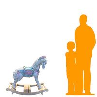Blue Romantic Rocking Horse Statue