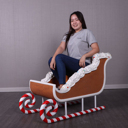 Candy Cane Sleigh Photo Op Statue