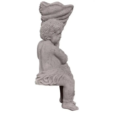 Sitting Boy with Fill Horn Stone Finish Statue LM Treasures - H