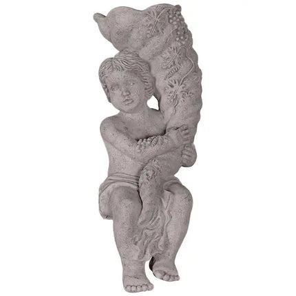 Sitting Boy with Fill Horn Stone Finish Statue LM Treasures - H
