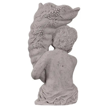 Sitting Boy with Fill Horn Stone Finish Statue LM Treasures - H