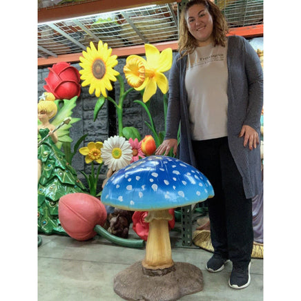 Medium Blue Mushroom Over Sized Statue - LM Treasures 