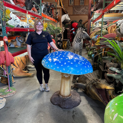 Large Blue Mushroom Over Sized Statue