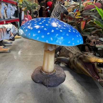 Large Blue Mushroom Over Sized Statue