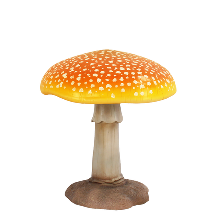 Large Orange Mushroom Over Sized Statue
