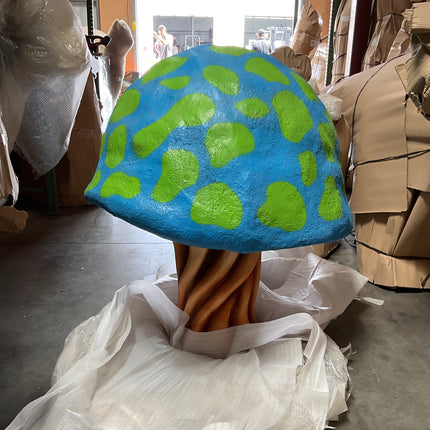 Blue Fantasy Mushroom Over Sized Statue