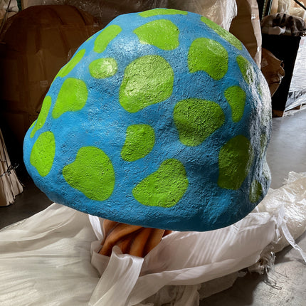 Blue Fantasy Mushroom Over Sized Statue