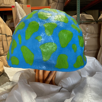 Blue Fantasy Mushroom Over Sized Statue