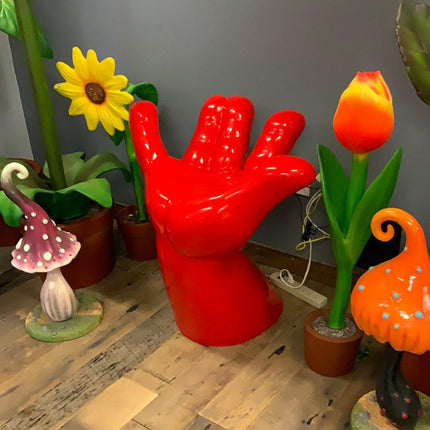 Red Hand Chair Life Size Statue