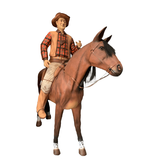 Cowboy on Horse Life Size Statue LM Treasures - A