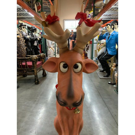 Sitting Funny Reindeer Statue - LM Treasures 