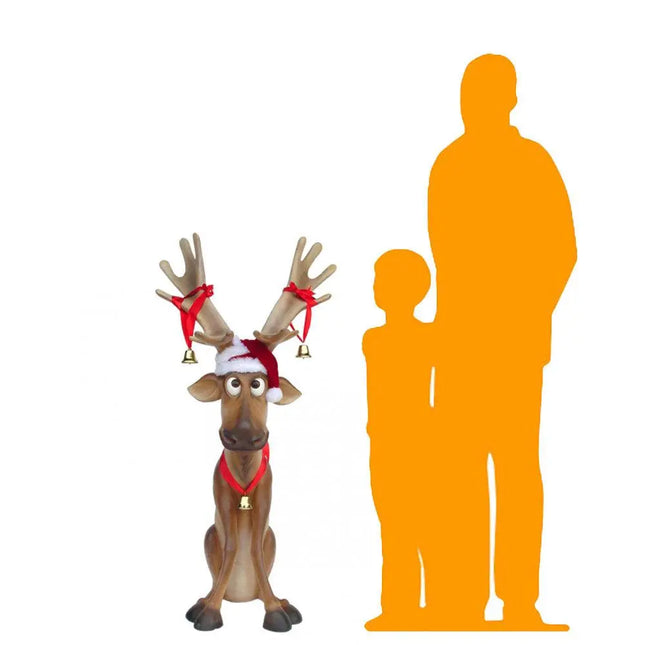 Sitting Funny Reindeer Statue LM Treasures - A